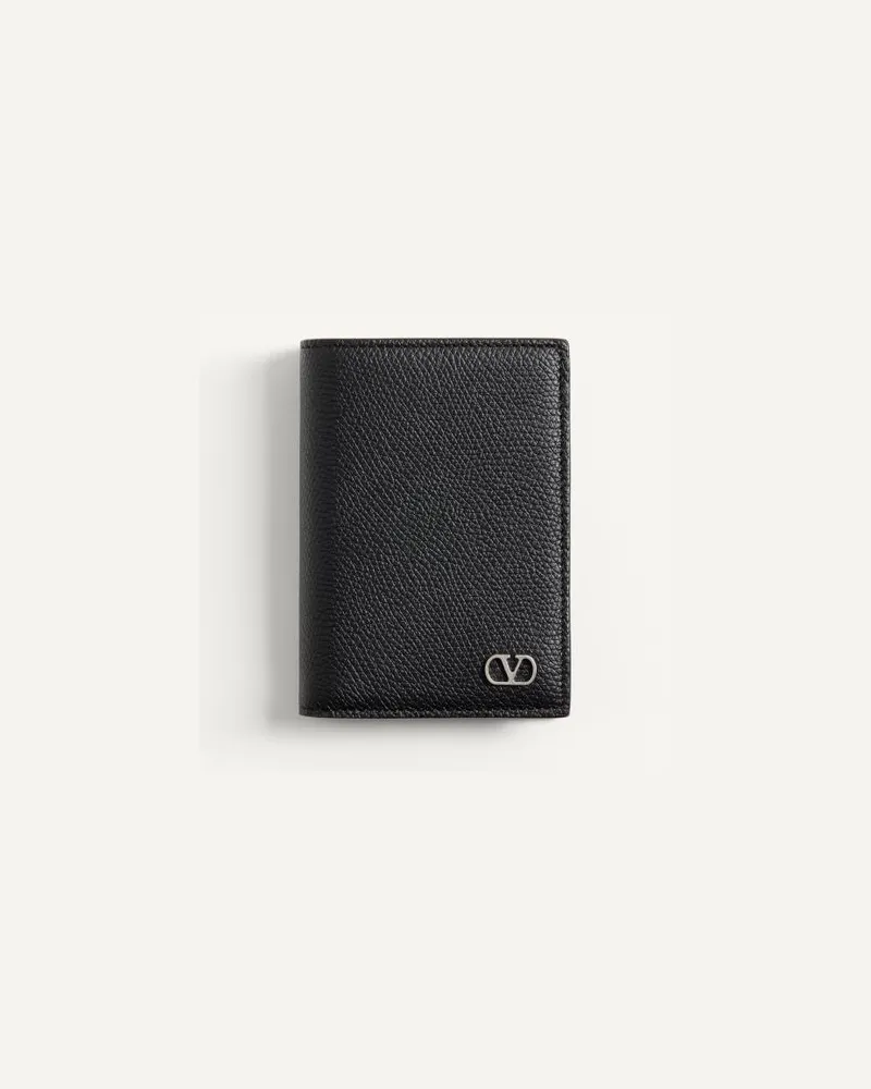 Valentino Garavani Valentino Garavani Vlogo Signature Kartenetui Aus Genarbtem Kalbsleder Mann SCHWARZ Schwarz