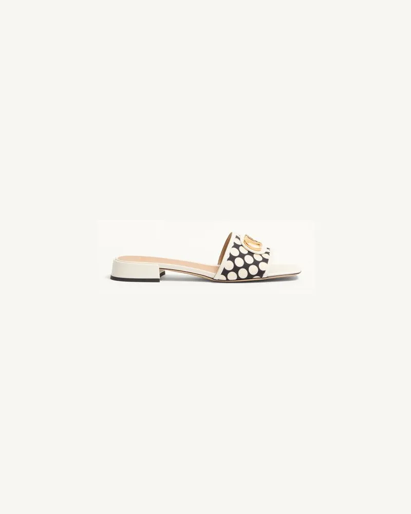 Valentino Garavani Vlogo Signature Slide-Sandalen Aus Plus De Pois-Stoff 20 Mm Frau SCHWARZ/ELFENBEIN Schwarz