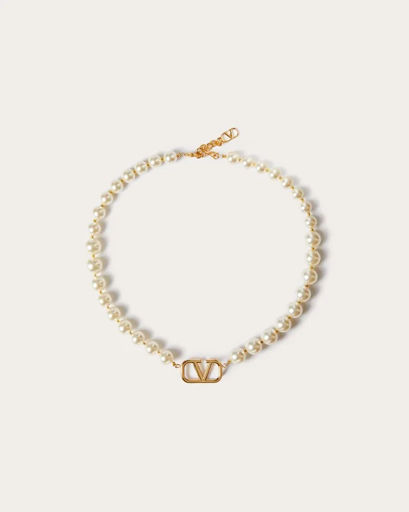 Valentino Garavani Halskette Vlogo Signature Aus Metall Mit Swarovski®-Perlen Frau GOLD Gold