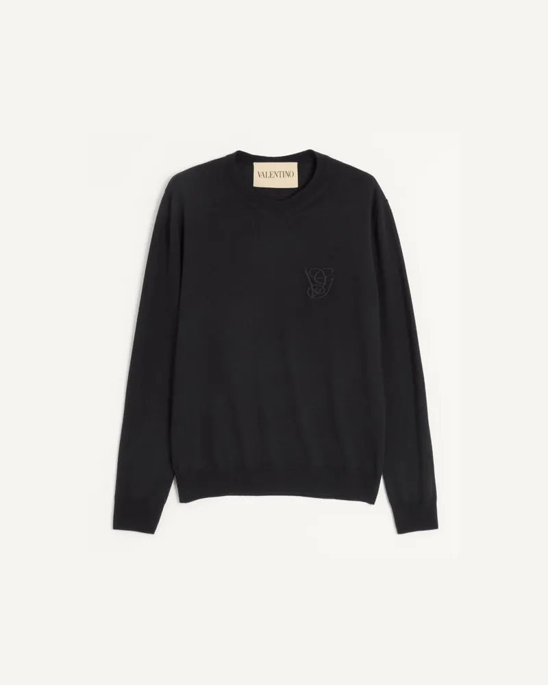 Valentino Garavani Wollpullover Mit Vg-Stickerei Mann SCHWARZ Schwarz