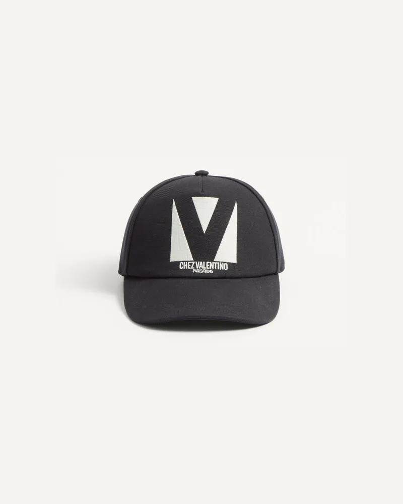 Valentino Garavani Chez Valentino Basecap Aus Baumwolle Mit Stickerei Mann SCHWARZ/ELFENBEIN Schwarz
