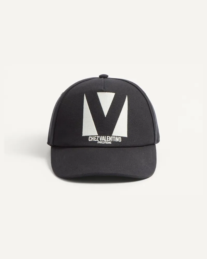 Valentino Garavani Chez Valentino Basecap Aus Baumwolle Mit Stickerei Mann SCHWARZ/ELFENBEIN Schwarz