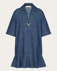 Valentino Garavani KURZES KLEID aus CHAMBRAY  Frau Denim