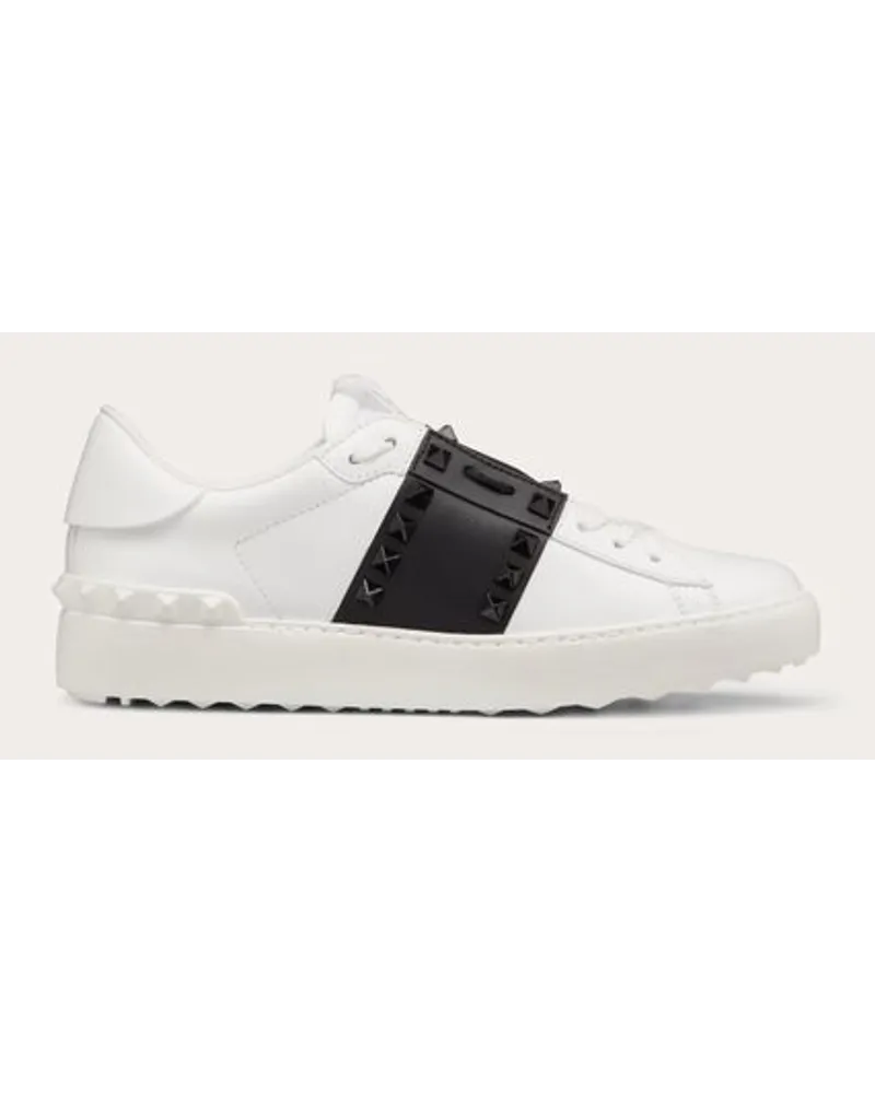 Valentino Garavani SNEAKERS ROCKSTUD UNTITLED AUS KALBSLEDER MIT FARBLICH ABGESTIMMTEN NIETEN Frau WEISS/ SCHWARZ Weiss