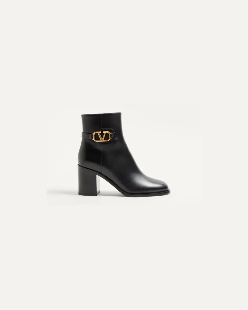 Valentino Garavani Stiefeletten Vlogo Signature Aus Kalbsleder Mit 75 Mm-Absatz Frau SCHWARZ Schwarz