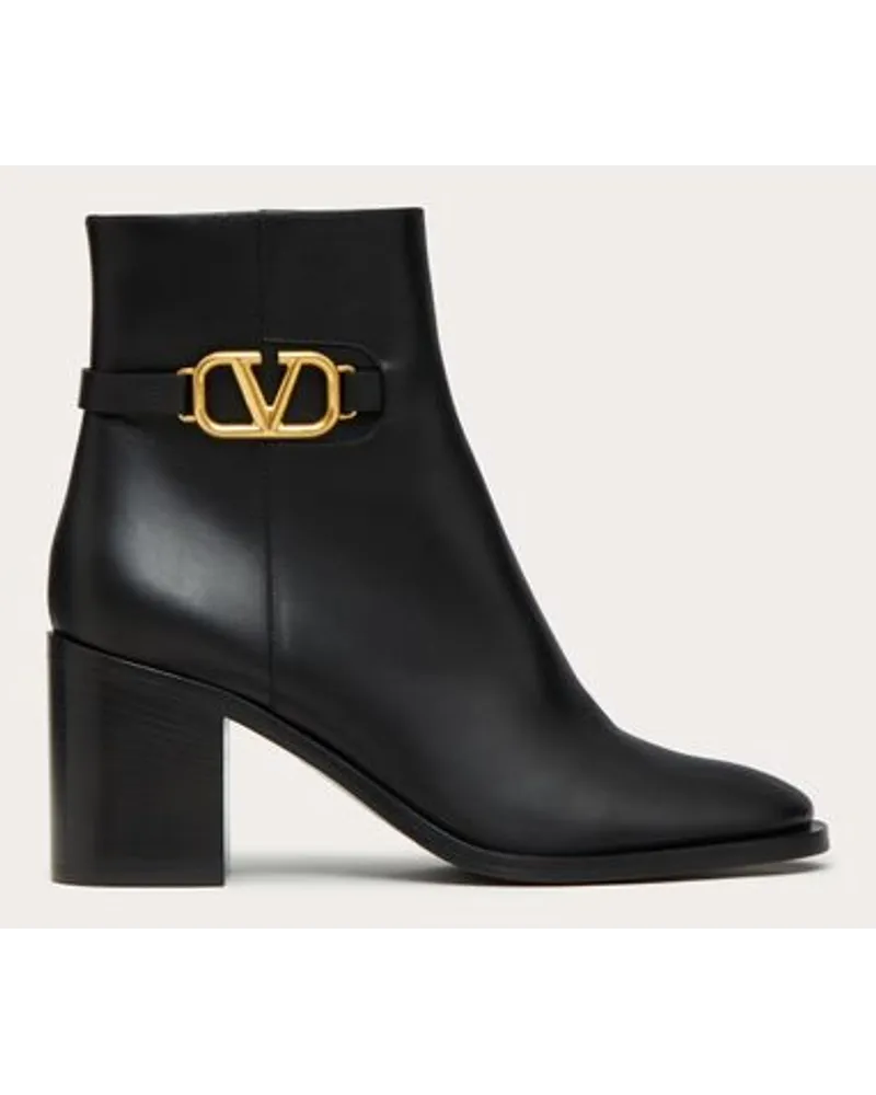Valentino Garavani Stiefeletten Vlogo Signature Aus Kalbsleder Mit 75 Mm-Absatz Frau SCHWARZ Schwarz