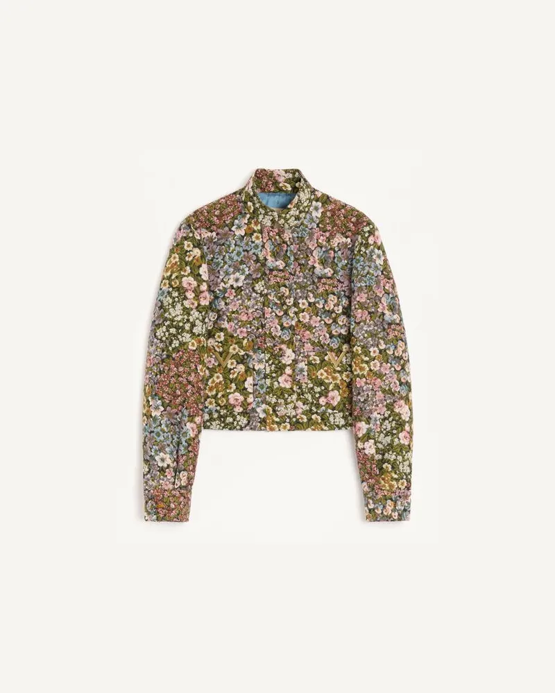 Valentino Garavani Cabanjacke aus Gobelin Apres L'Hiver Fiorellini Frau SCHWARZ/MEHRFARBIG Schwarz