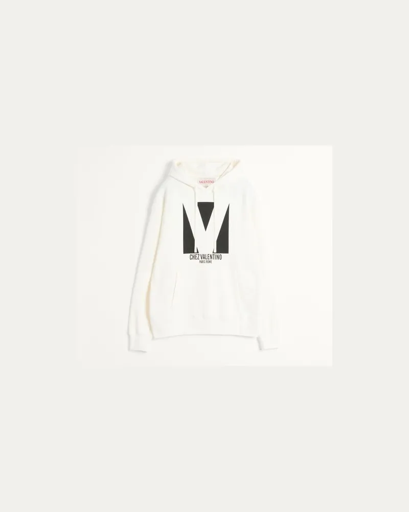 Valentino Garavani Sweatshirt Mit Kapuze Aus Baumwolle Mit Chez Valentino Print Mann ELFENBEIN Elfenbein