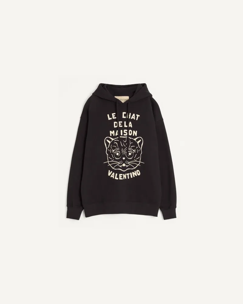Valentino Garavani Sweatshirt Aus Baumwolle Mit Le Chat De La Maison-Patch Mann SCHWARZ/BUTTER Schwarz