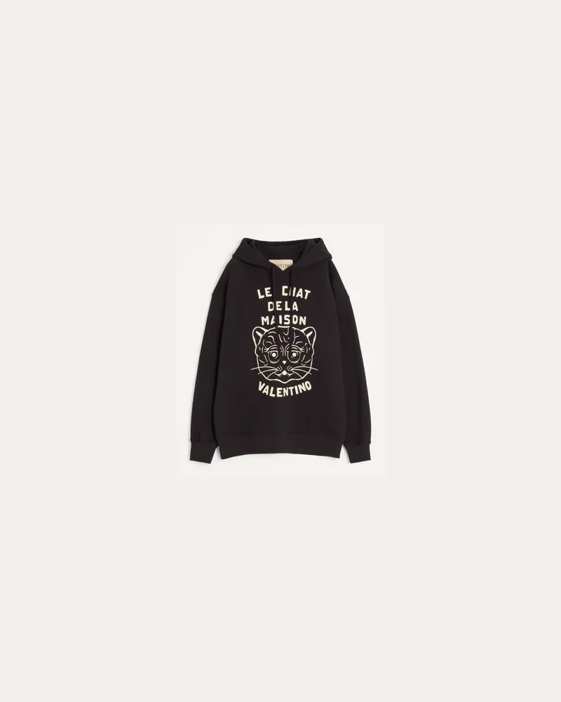 Valentino Garavani Sweatshirt Aus Baumwolle Mit Le Chat De La Maison-Patch Mann SCHWARZ/BUTTER Schwarz