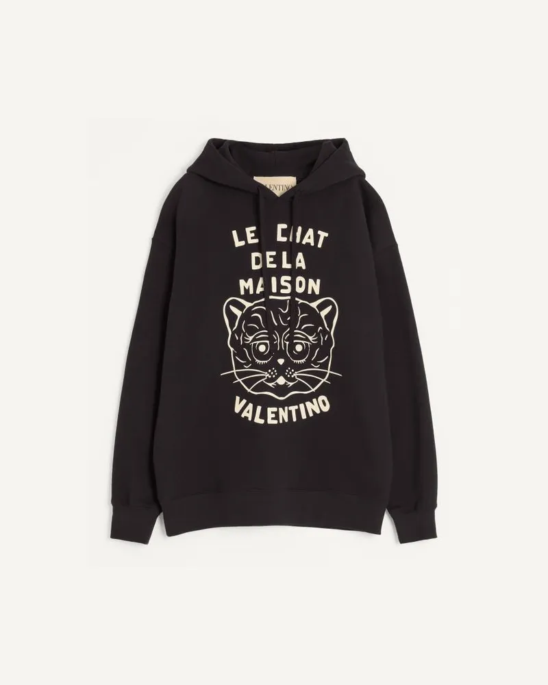 Valentino Garavani Sweatshirt Aus Baumwolle Mit Le Chat De La Maison-Patch Mann SCHWARZ/BUTTER Schwarz