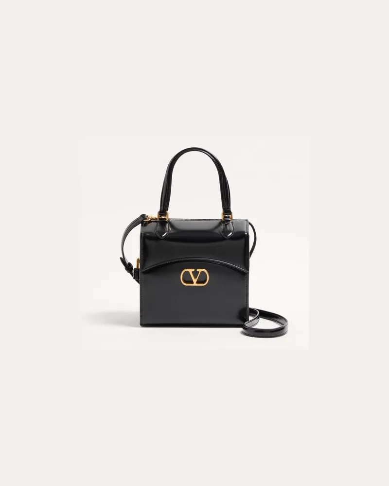 Valentino Garavani Valentino Garavani Vain-Case Bowlingtasche aus glänzendem Kalbsleder Frau SCHWARZ Schwarz