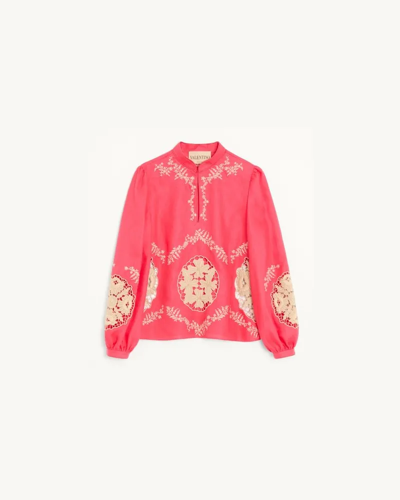 Valentino Garavani Besticktes Couture-Leinenoberteil Frau KORAL/BEIGE Koral