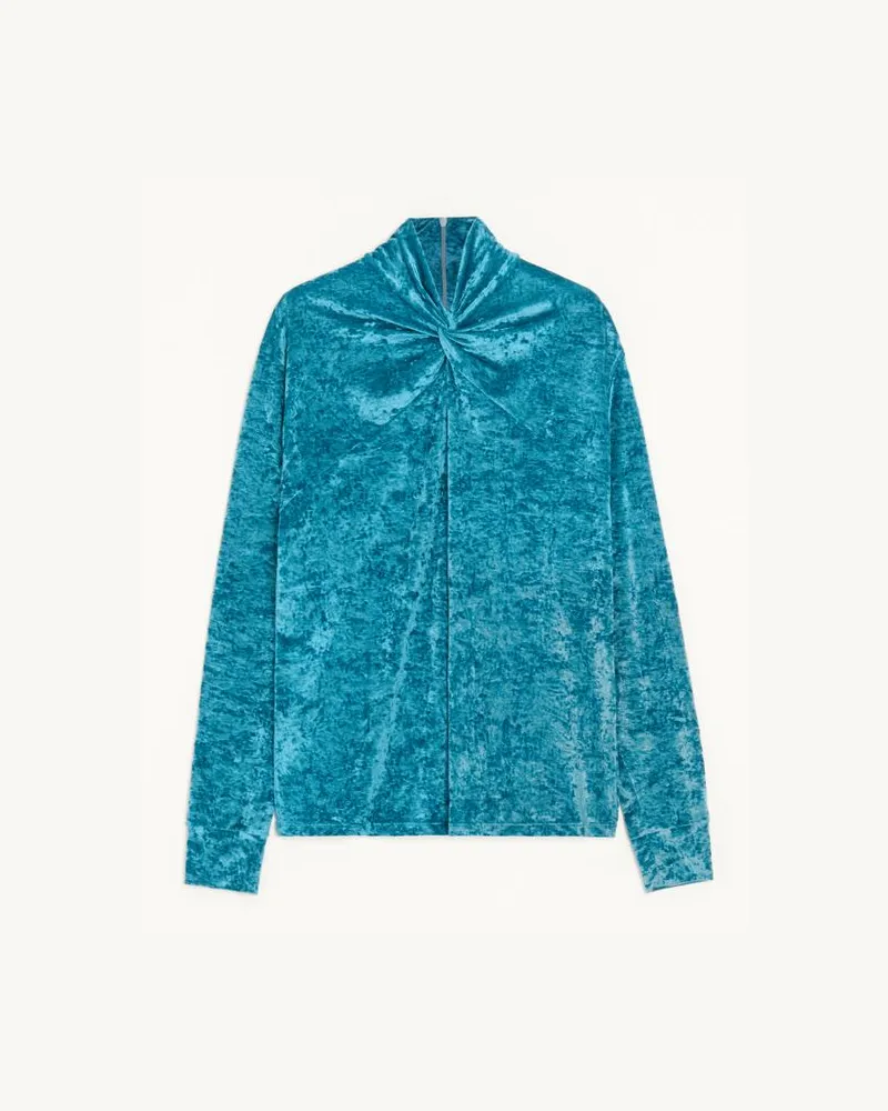 Valentino Garavani Valentino Top aus Stretch-Chenille mit Knotendetail am Hals Mann TEAL Teal