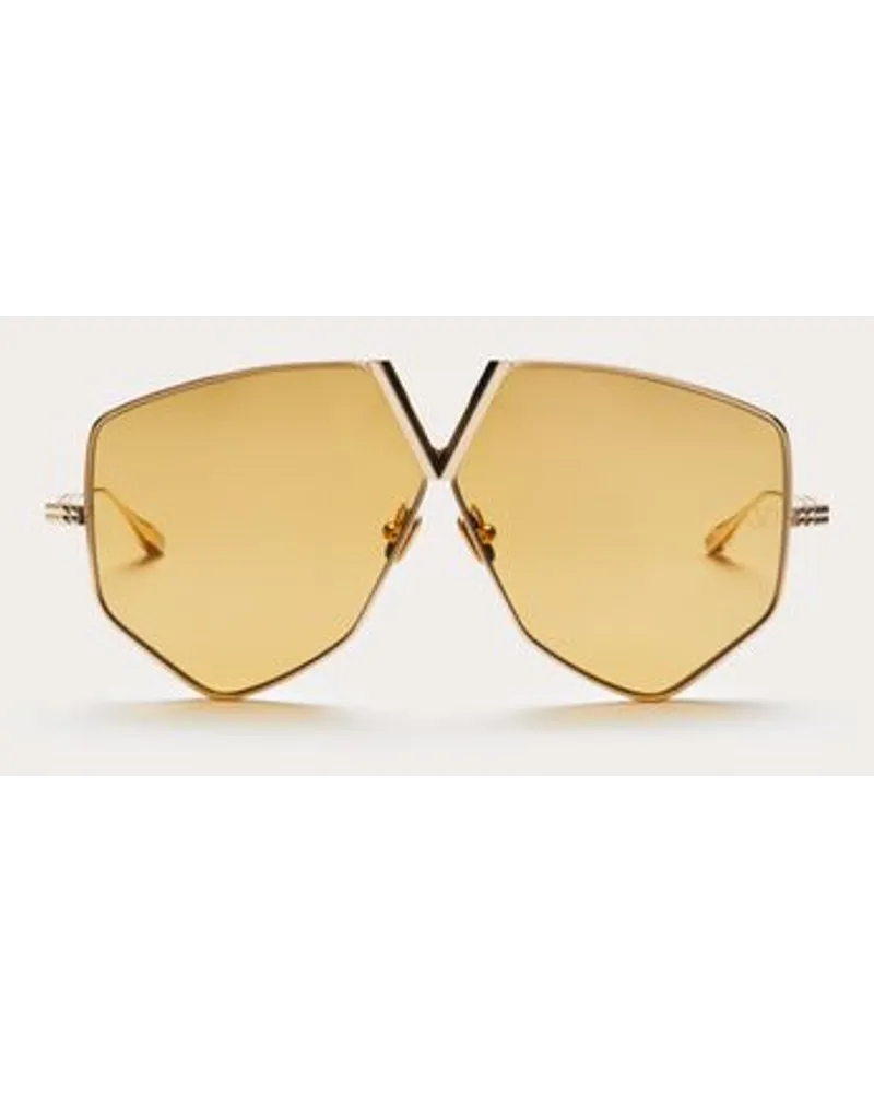 Valentino Garavani V - HEXAGON OVERSIZED FLIEGERBRILLE aus TITAN Gold