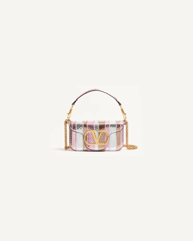 Valentino Garavani Kleine Valentino Garavani Locò Schultertasche aus laminiertem Elaphe Frau MULTICOLOR Multicolor