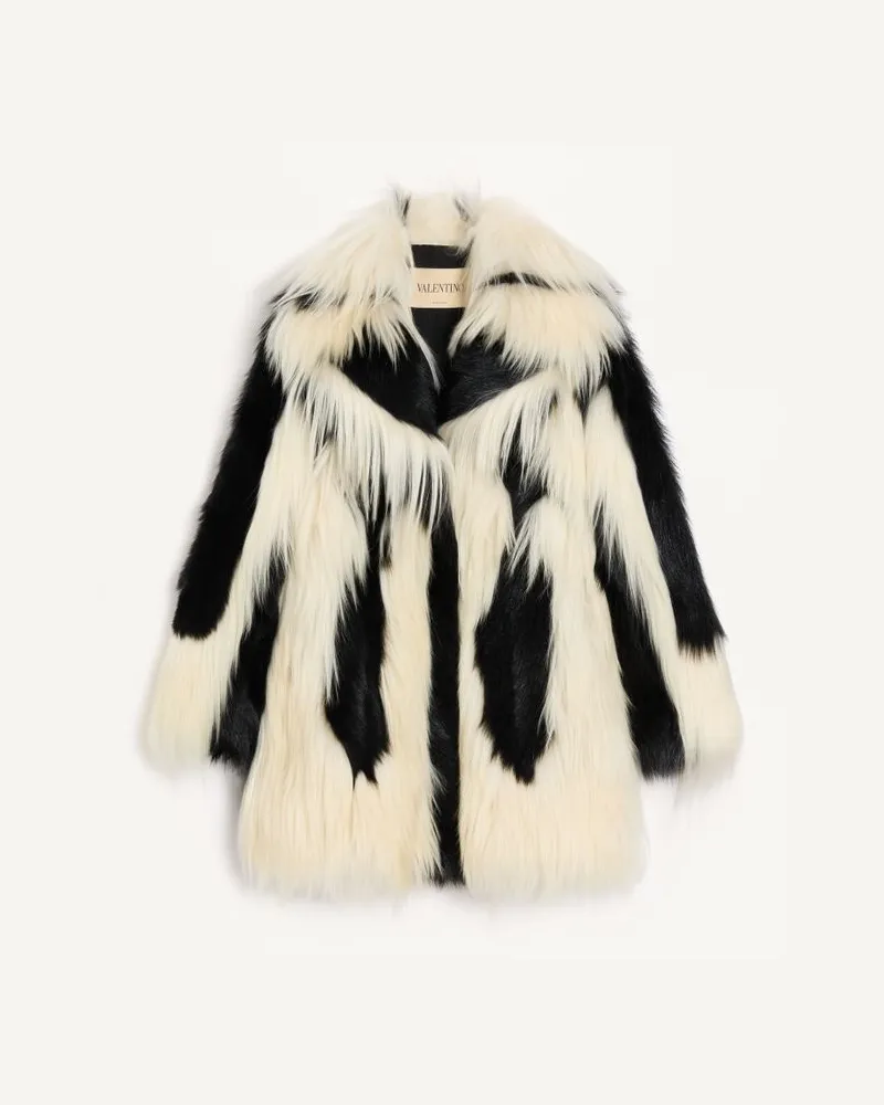 Valentino Garavani Mantel Aus Lammfell Frau SCHWARZ/ELFENBEIN Schwarz