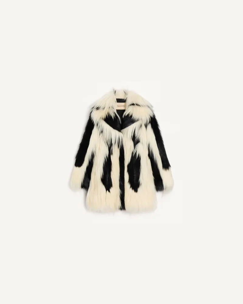 Valentino Garavani Mantel Aus Lammfell Frau SCHWARZ/ELFENBEIN Schwarz