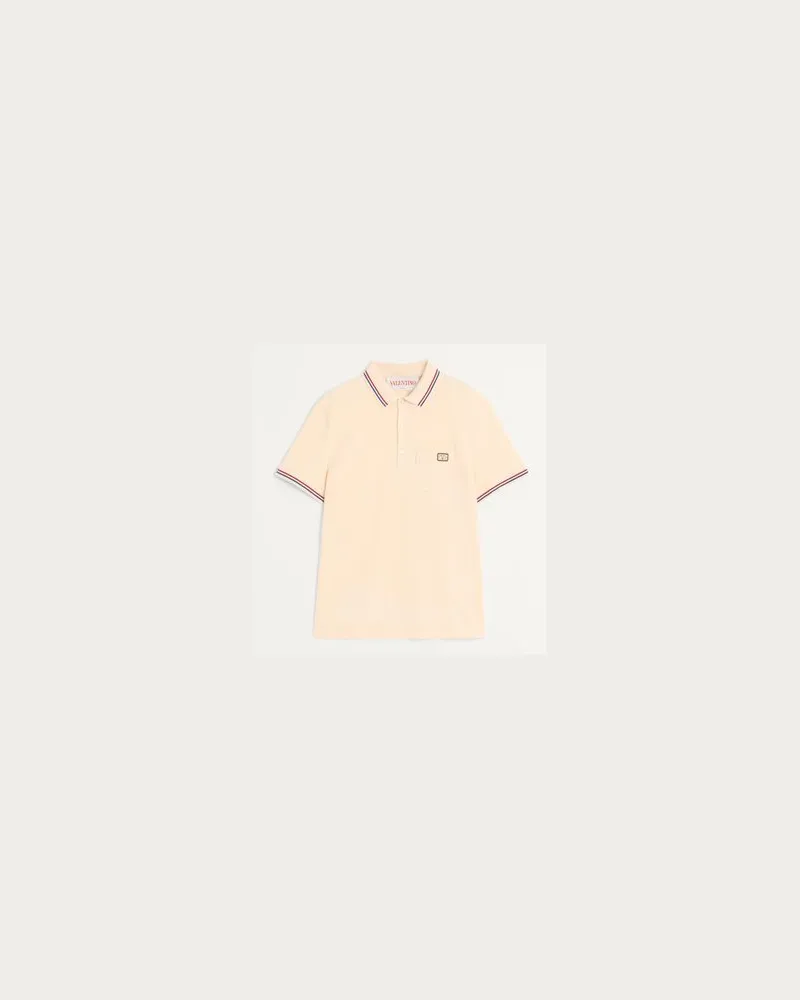 Valentino Garavani Poloshirt Aus Baumwoll-Piqué Mit Vlogo Patch Mann BUTTER Butter