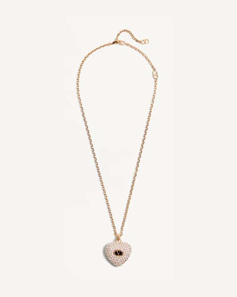 Valentino Garavani Coeur Royal Halskette Aus Metall, Emaille Und Swarovski Kristallen Frau GOLD/SCHWARZ/CRYSTAL Gold