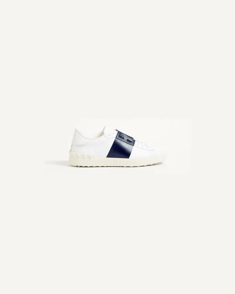 Valentino Garavani Open Sneakers Aus Kalbsleder Mann WEISS/BLAU Weiss