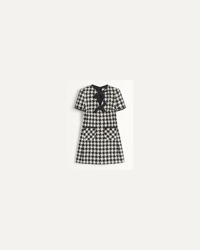 Valentino Garavani Damier Light Tweed Kurzes Kleid Frau ELFENBEIN/SCHWARZ Elfenbein