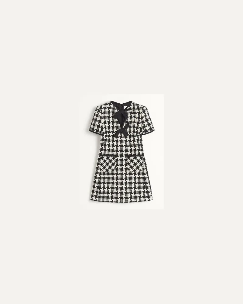 Valentino Garavani Damier Light Tweed Kurzes Kleid Frau ELFENBEIN/SCHWARZ Elfenbein