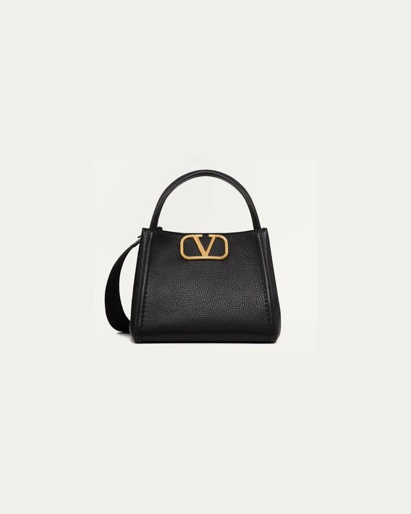 Valentino Garavani Mittelgrosse Valentino Garavani Alltime Handtasche Aus Genarbtem Kalbsleder Frau SCHWARZ Schwarz