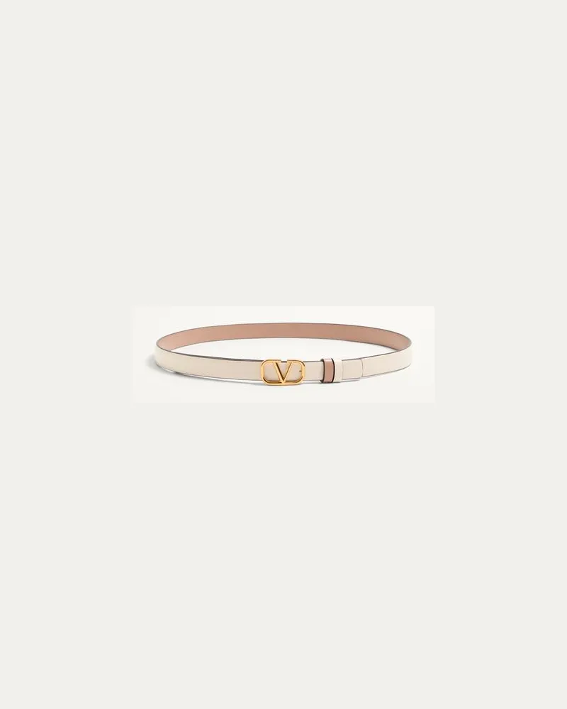 Valentino Garavani Wendegürtel Vlogo Signature Aus Glänzendem Kalbsleder 20 Mm Frau ELFENBEIN Elfenbein