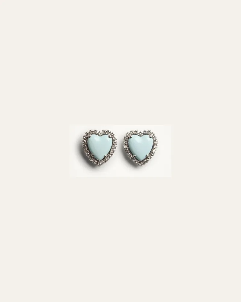 Valentino Garavani Coeur Hyperbole Ohrringe Aus Metall, Kunstharz Und Swarovski® Kristallen Frau PALLADIUM/HIMMELBLAU Palladium
