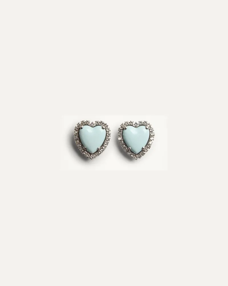 Valentino Garavani Coeur Hyperbole Ohrringe Aus Metall, Kunstharz Und Swarovski® Kristallen Frau PALLADIUM/HIMMELBLAU Palladium