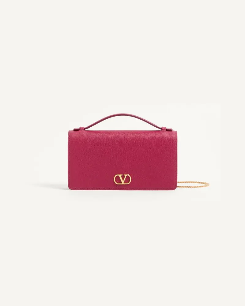 Valentino Garavani Portemonnaie VLogo Signature Aus Gekörntem Kalbsleder Mit Kettenriemen Frau INSOLENT Insolent