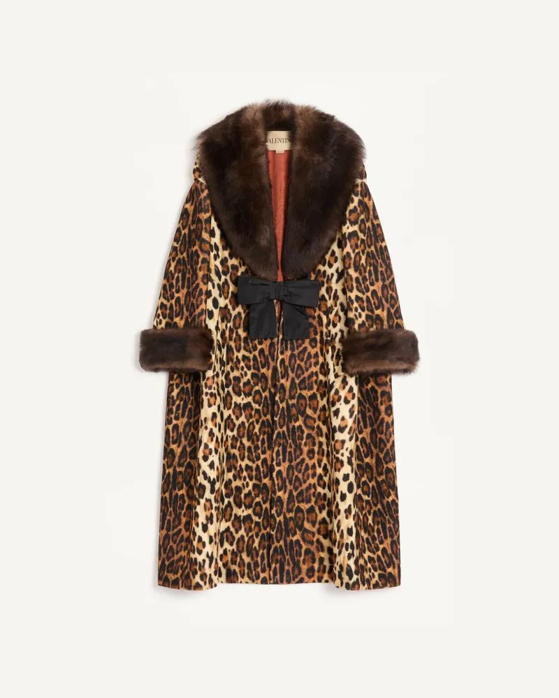Valentino Garavani Fauve Eclat Mantel Aus Geflecktem Wollstoff Frau ANIMALIER Animalier