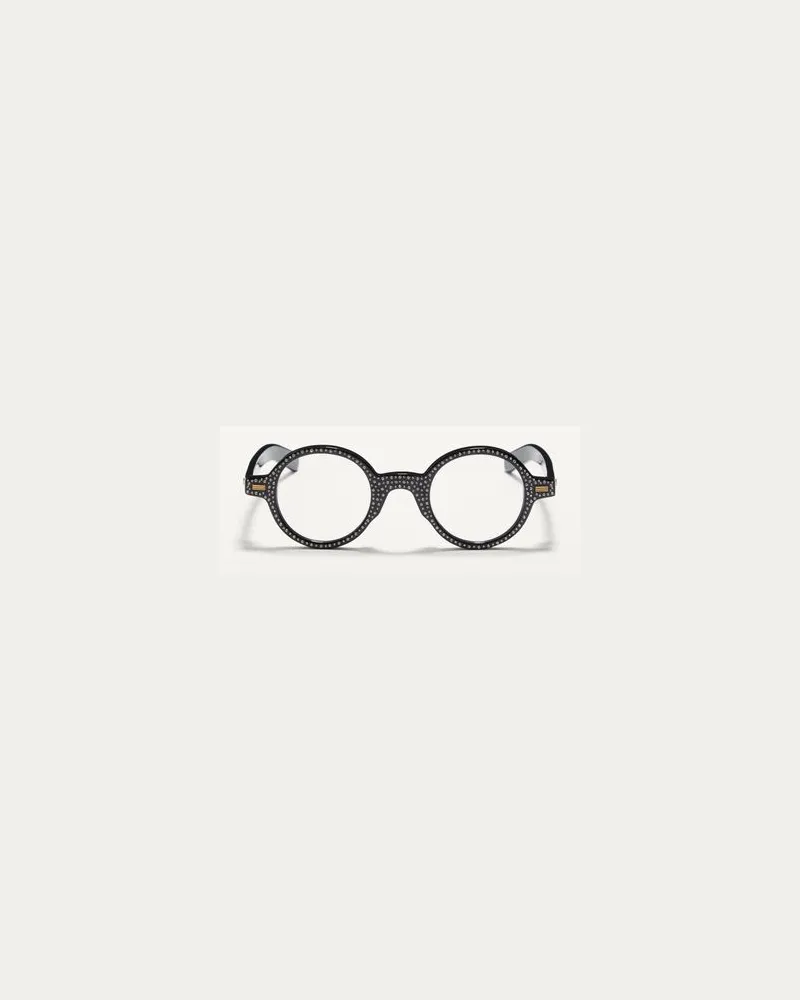 Valentino Garavani Bizarre runde Brille mit Kristallen aus Acetat unisex SCHWARZ/CRYSTAL Schwarz