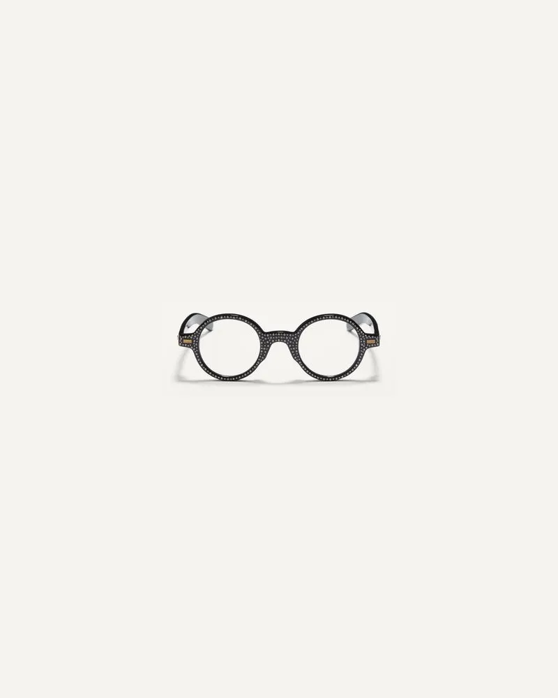 Valentino Garavani Bizarre runde Brille mit Kristallen aus Acetat unisex SCHWARZ/CRYSTAL Schwarz