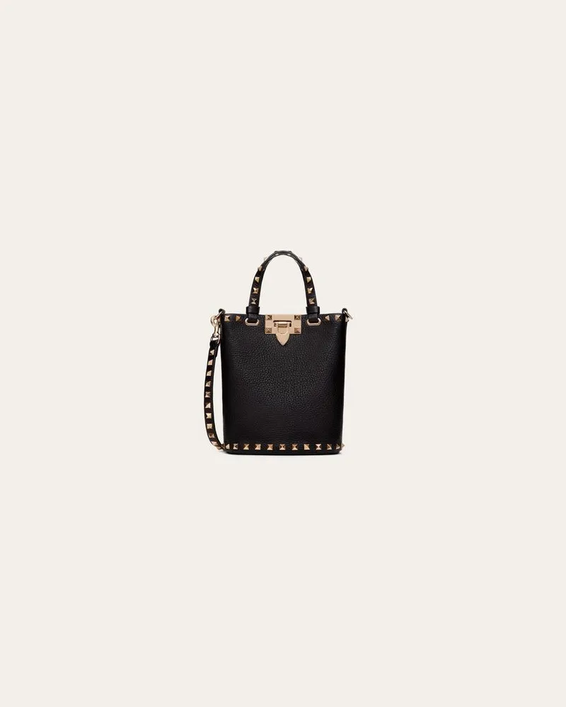 Valentino Garavani Rockstud Pouch Zum Umhängen Aus Genarbtem Kalbsleder Frau SCHWARZ Schwarz