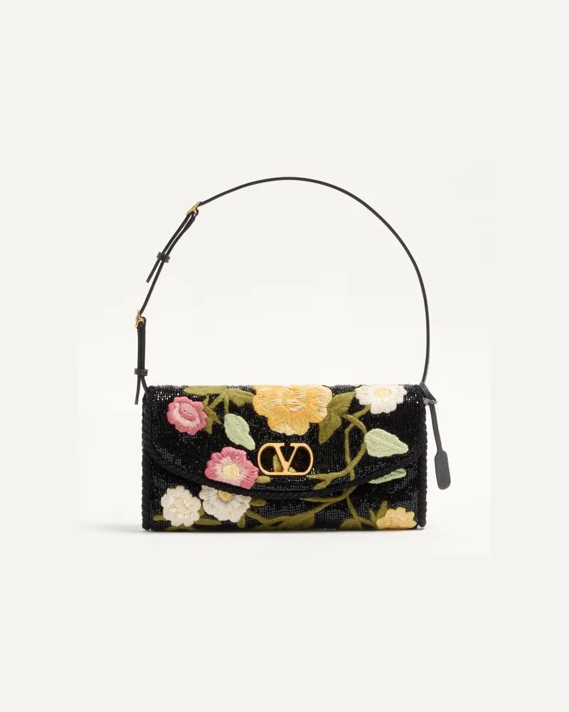 Valentino Garavani Valentino Garavani DeVain Kleine Bestickte Schultertasche Frau SCHWARZ/MEHRFARBIG Schwarz