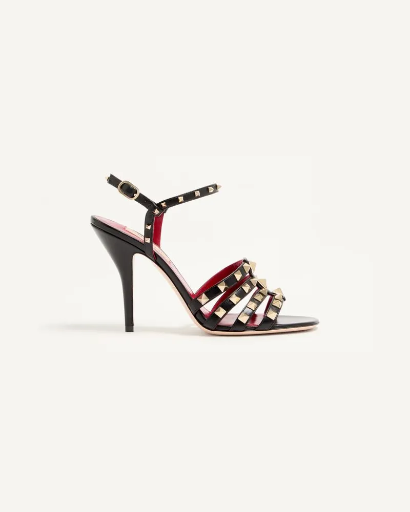 Valentino Garavani Rockstud Sandalen aus Ziegenleder 100 mm Frau SCHWARZ Schwarz