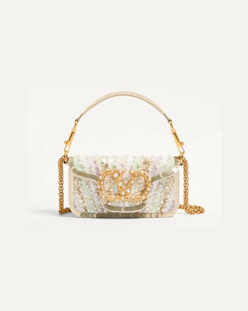 Valentino Garavani Valentino Garavani Locò Kleine Schultertasche Aus Moiré-Stoff Mit Stickerei Und Vlogo Signature-Schmuckelement Frau MULTICOLOR Multicolor
