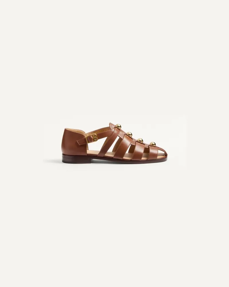 Valentino Garavani Studshield Fisherman Sandalen Aus Kalbsleder Mann TABAK Tabak