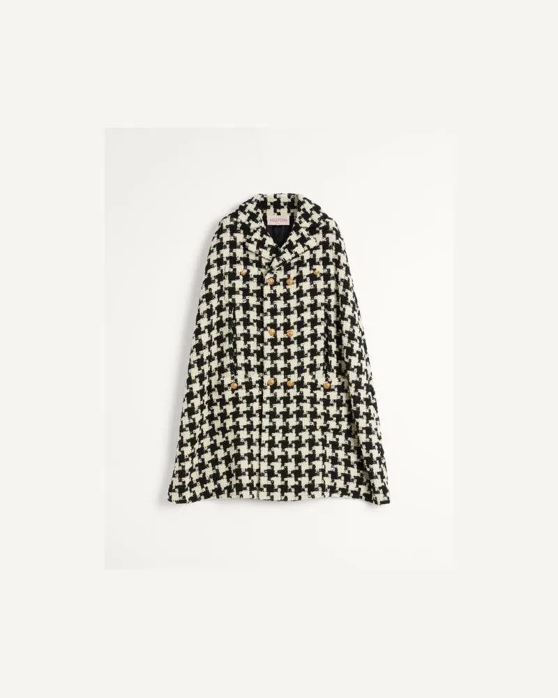 Valentino Garavani Cape Aus Wolle Mit Pied De Coq-Muster Mann ELFENBEIN/SCHWARZ Elfenbein