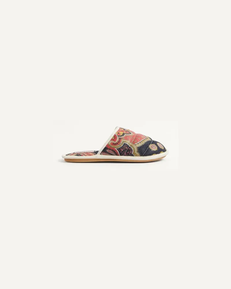 Valentino Garavani TA CHAMBRE SLIDE aus VOYAGE IMAGINAIRE DENIM-STOFF Mann Multicolor