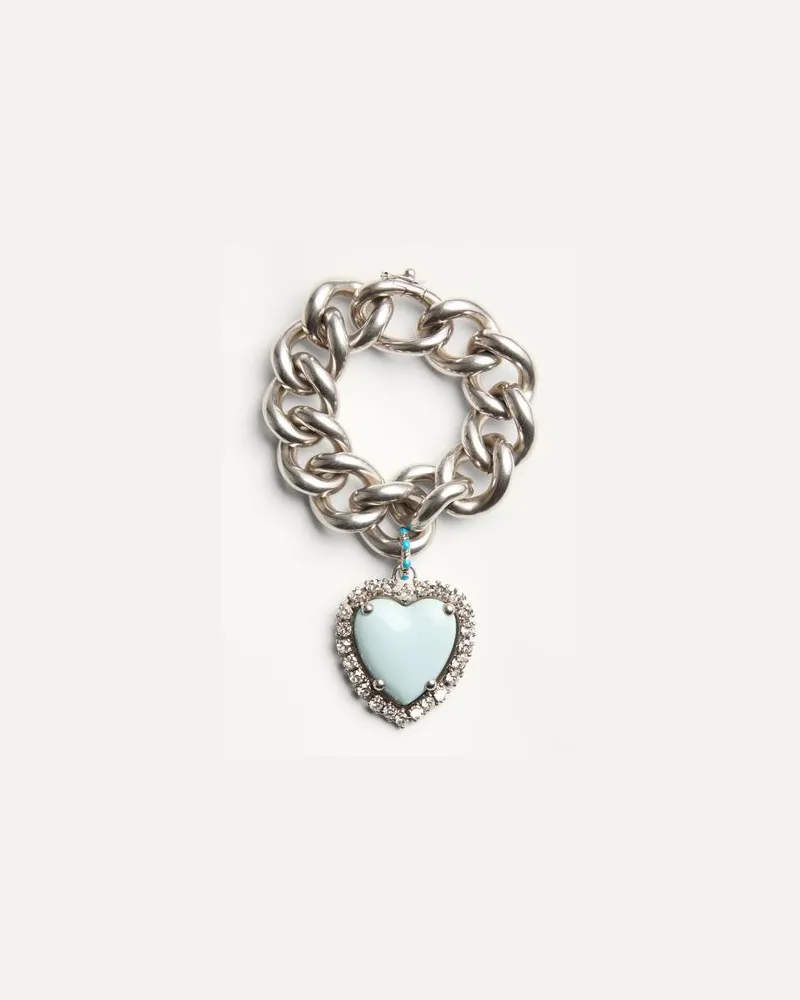 Valentino Garavani Coeur Hyperbole Armband Aus Metall, Kunstharz Und Swarovski® Kristallen Frau PALLADIUM/HIMMELBLAU Palladium