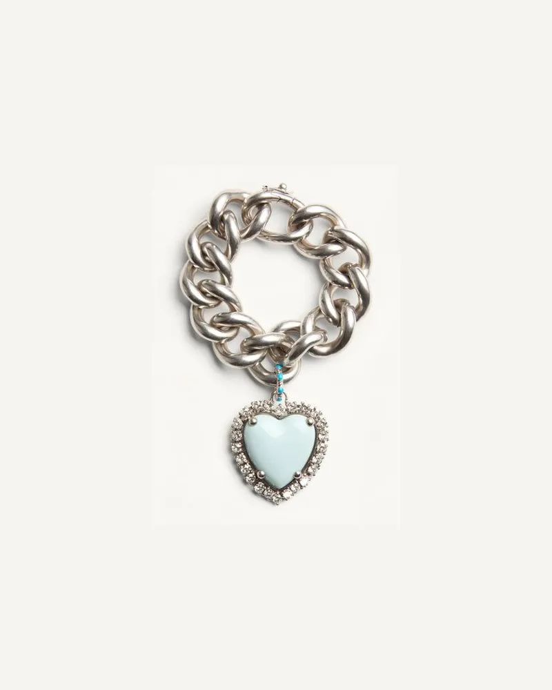 Valentino Garavani Coeur Hyperbole Armband Aus Metall, Kunstharz Und Swarovski Kristallen Frau PALLADIUM/HIMMELBLAU Palladium