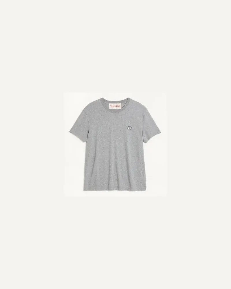 Valentino Garavani T-Shirt Aus Baumwolle Mit Vlogo Patch Mann GRAU MELIERT Grau