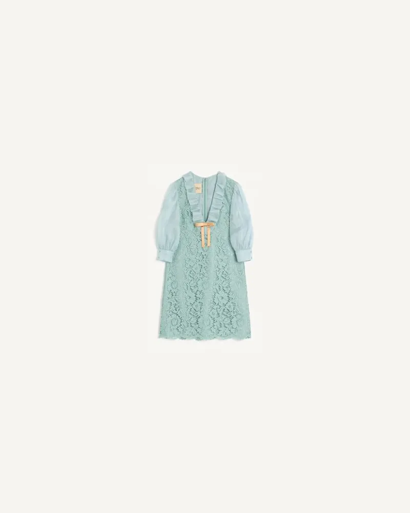 Valentino Garavani Kurzes Kleid Aus Heavy Lace Frau HIMMELBLAU Himmelblau