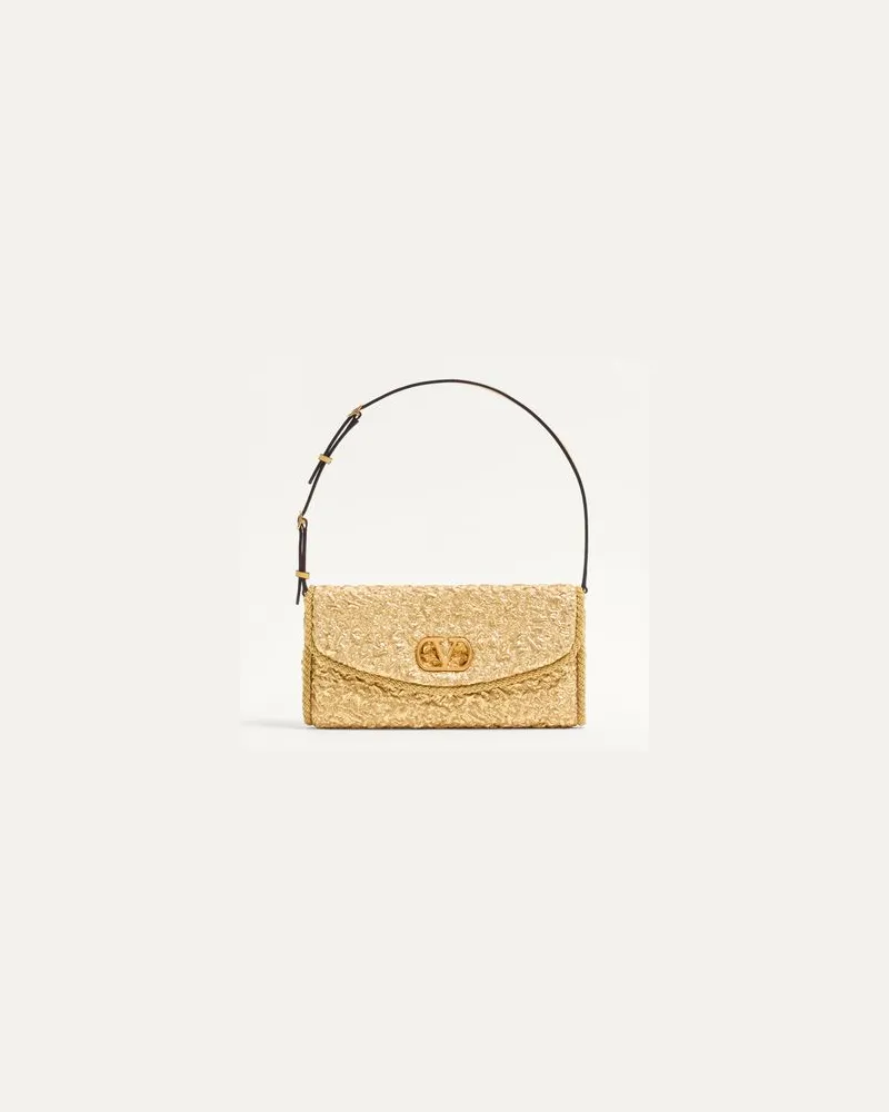 Valentino Garavani Valentino Garavani DeVain, Kleine Schultertasche Aus Cloqué-Jacquard-Stoff. Frau GOLD Gold