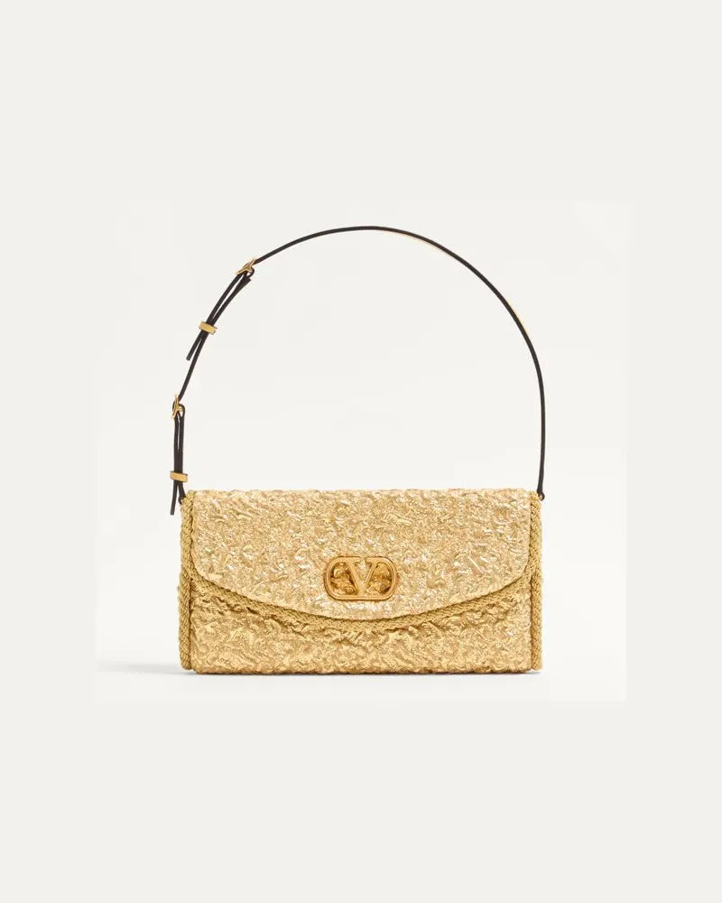 Valentino Garavani Valentino Garavani DeVain, Kleine Schultertasche Aus Cloqué-Jacquard-Stoff. Frau GOLD Gold