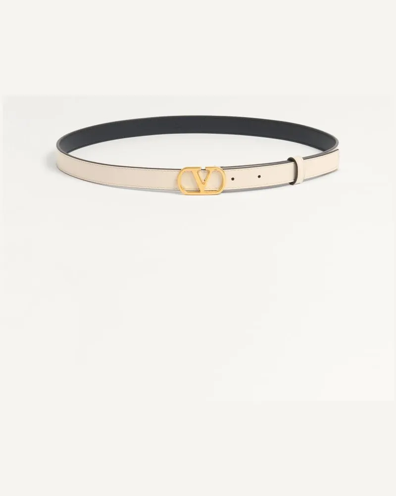 Valentino Garavani Vlogo Signature Gürtel Aus Glänzendem Kalbsleder 20 Mm Frau BUTTER Butter