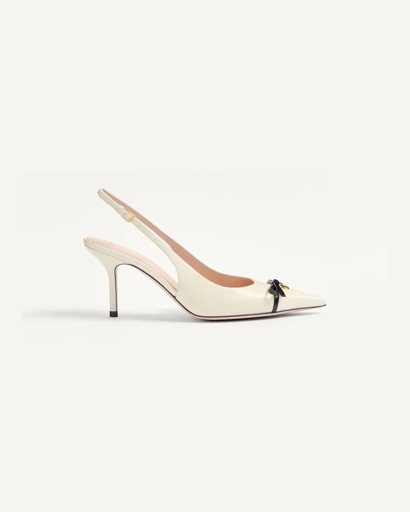 Valentino Garavani Bepointy Slingback Pumps Aus Lackleder Und Ziegenleder 80 Mm Frau ELFENBEIN/SCHWARZ Elfenbein
